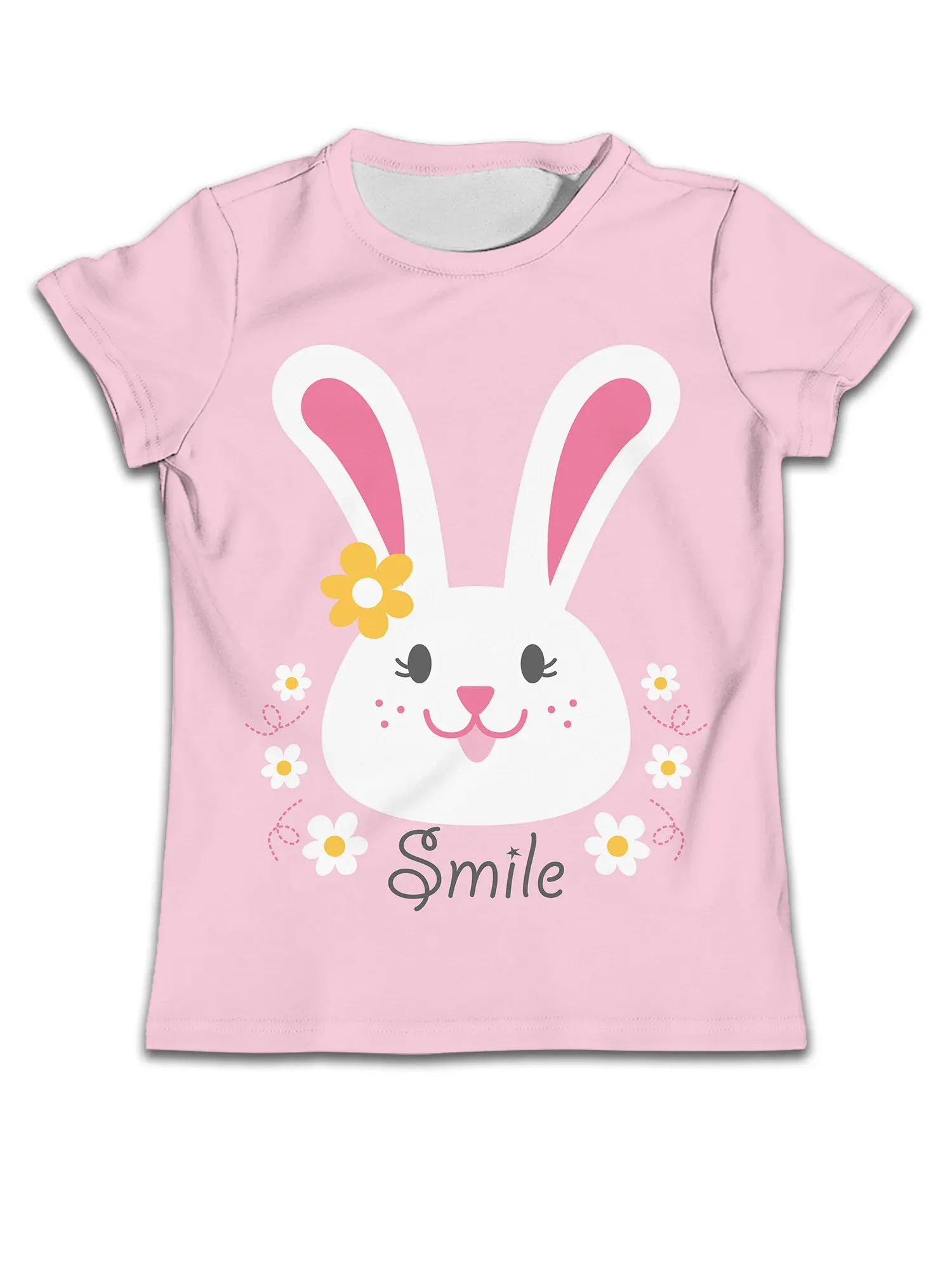 Tees Pink Girl Short Sleeve Tshirt Kids Cartoon Girls Clothes From 3 to 12 Years Old Rabbit Graphic Top Birthday T Shirts Summer Tee