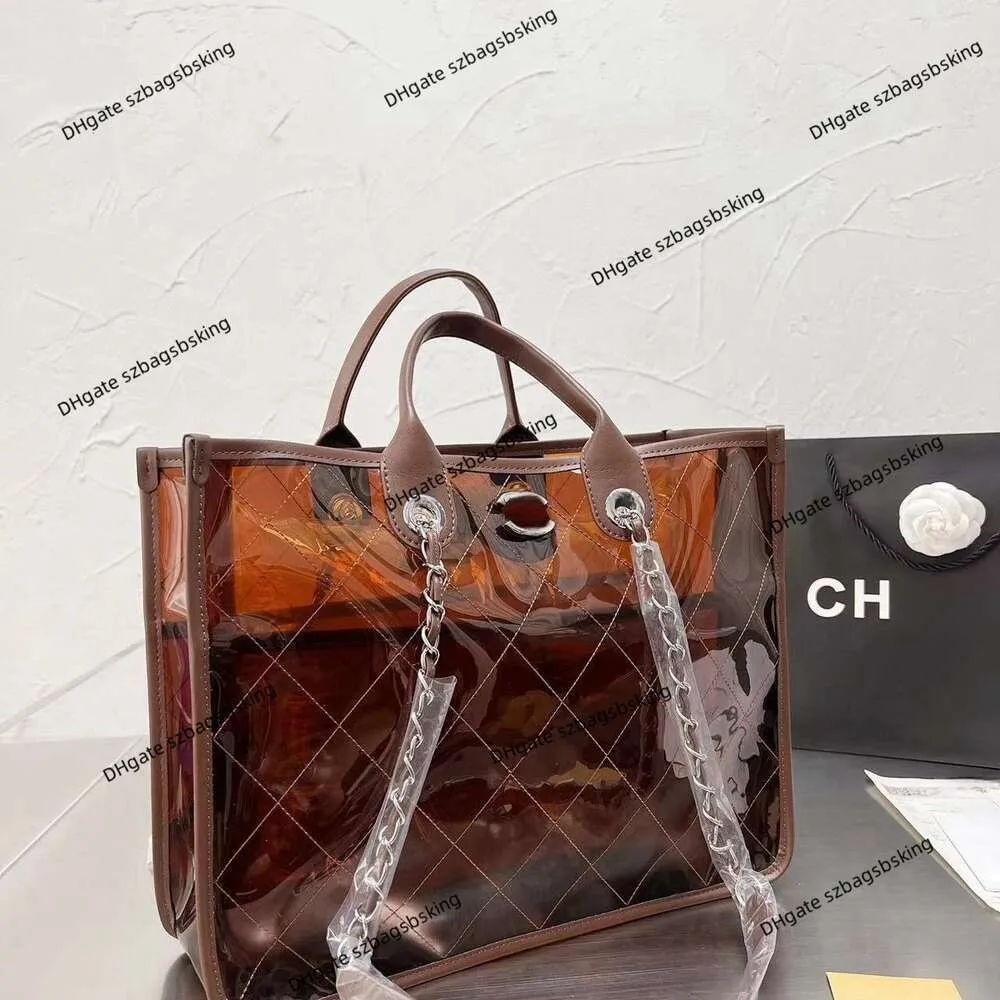 High-end Designer Beach Bag Women's Single Shoulder Handbag New Top Quality leather Transparent Jelly tote Luxury Chain large capacity handheld shopping bag