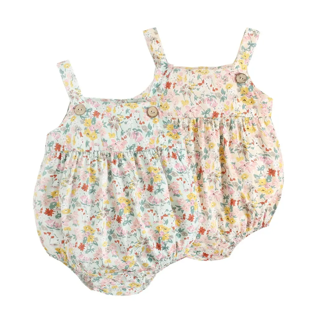 Sanlutoz Sanlutoz babymeisjes Summer Mouwloze Bodysuits Katoenen babykleding Bloem zoete peuterkleding