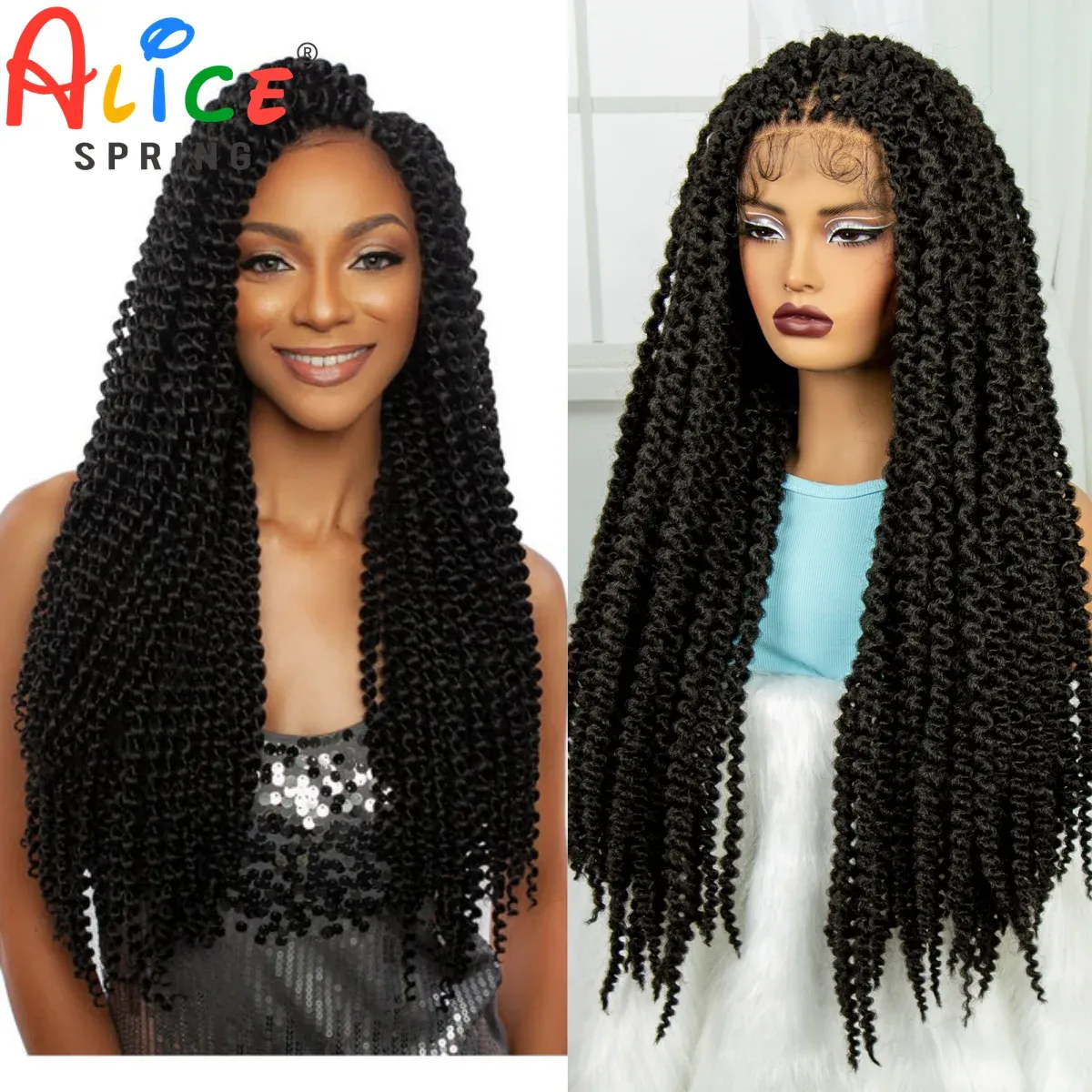 Perruques en dentelle synthétique avant perruques tressées pour femmes noires Boîte sans nœud Natural Caribbean Crochet Lace Braiding Hair Wig with Baby Hair