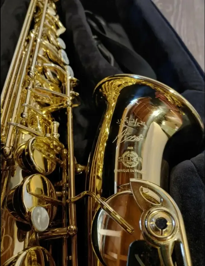 Saxophone supérieur nouvel axos sele modèle de laquer or e plat alto saxophone eb sax avec accessoires de boîtier