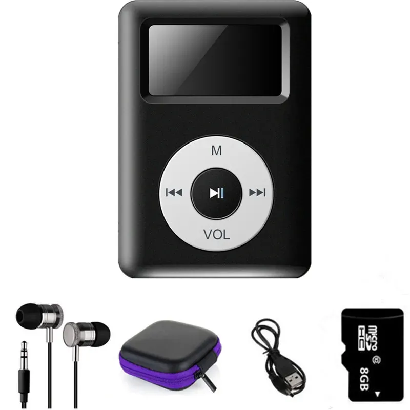 Lecteur de lecteur Mini Clip MP3 Player avec micro TF / SD Slot Slot Sports Mp3 Music Player + USB Data Line + Earphone Sport + Rangement Box + Memory Card