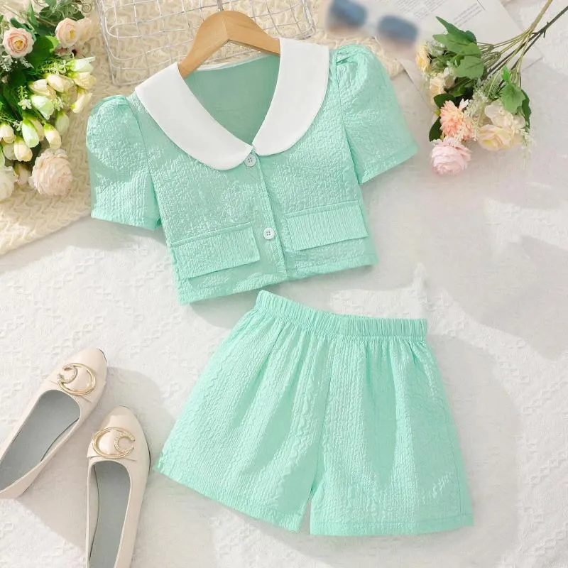 Kledingsets Little Girls Children Set Summer Two Piece Outfits Short Sleeve Tops Rokken babykleding verjaardag voor