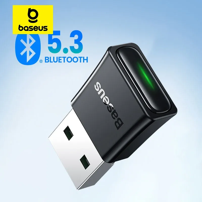 MICE BASEUS USB Bluetooth 5.3 Adapter PC USB -sändarmottagare Dongle trådlös adapter för trådlöst mustangentbord Win11/10/8.1