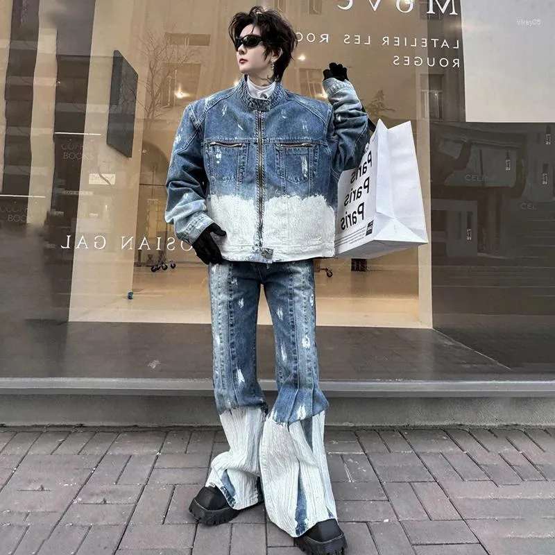 DHgate.com:LUZHEN Spring Mens Denim Tracksuit Set: Color