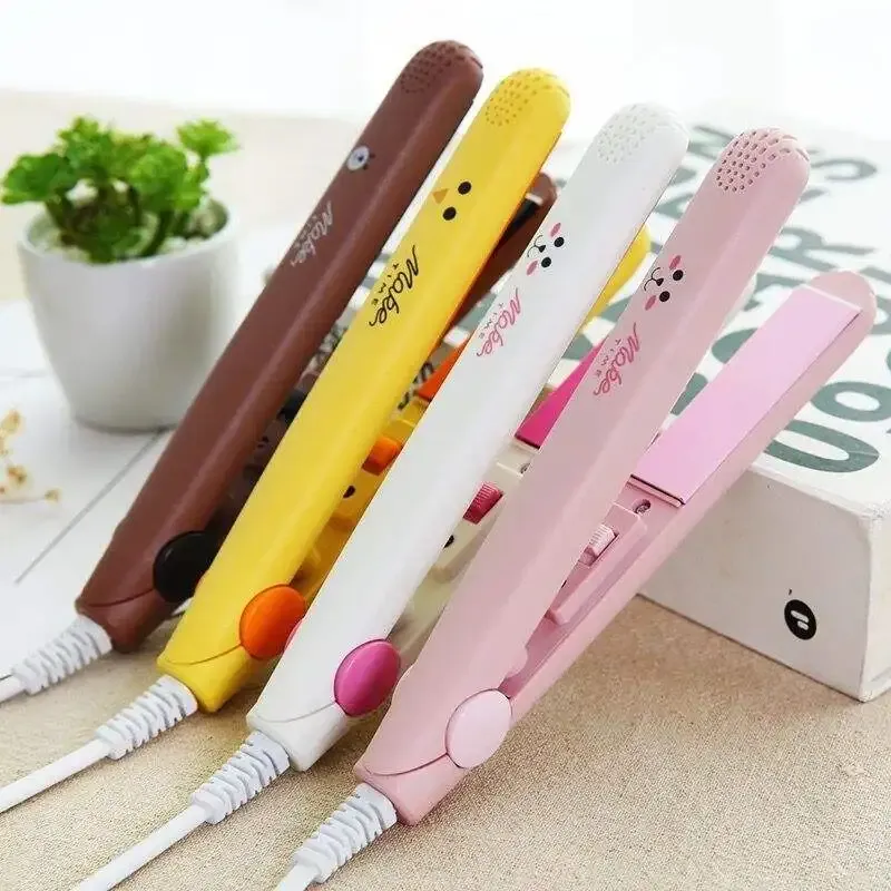 Slagrenters Haar rechters flat Iron 2 in 1 mini pony Haar rechte middel schoonheid flat Iron verwarming krulterkruler keramische toermalijn plaat