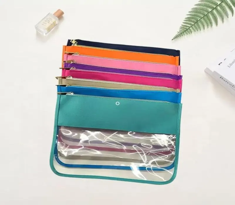 New Transparent Waterproof Cosmetic Bags with Zipper Clear Nylon Makeup Bags Portable Travel Toiletry Pouch Penci1815652