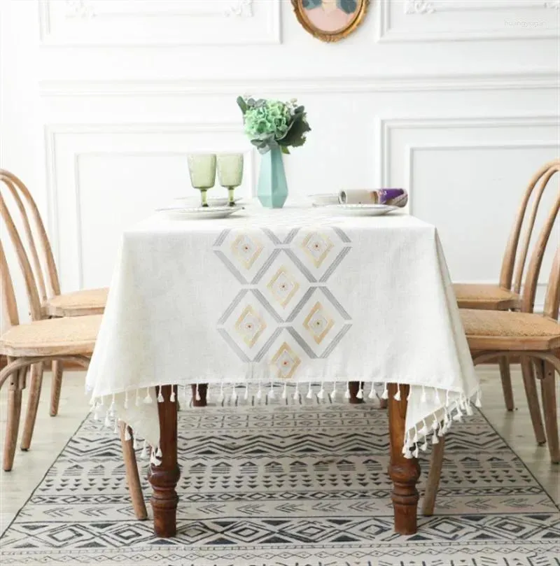 Tala de toalha de mesa Toca de mesa de linho Capas decorativas de algodão para casamento de festas de jantar