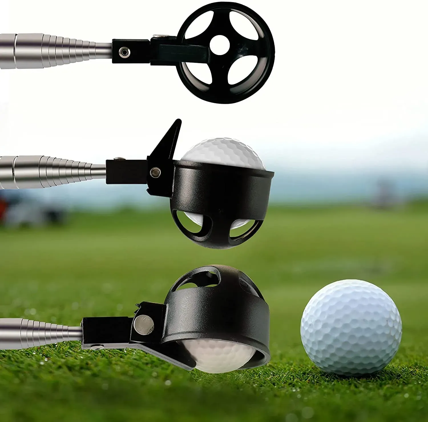 AIDS Golf Pall Pall Tools Tools Telescopic Golf Ball Retriever Retracted Golf Pick Up Automatic Blocking Scoop Picker Golf Ball Catcher Golf Catcher