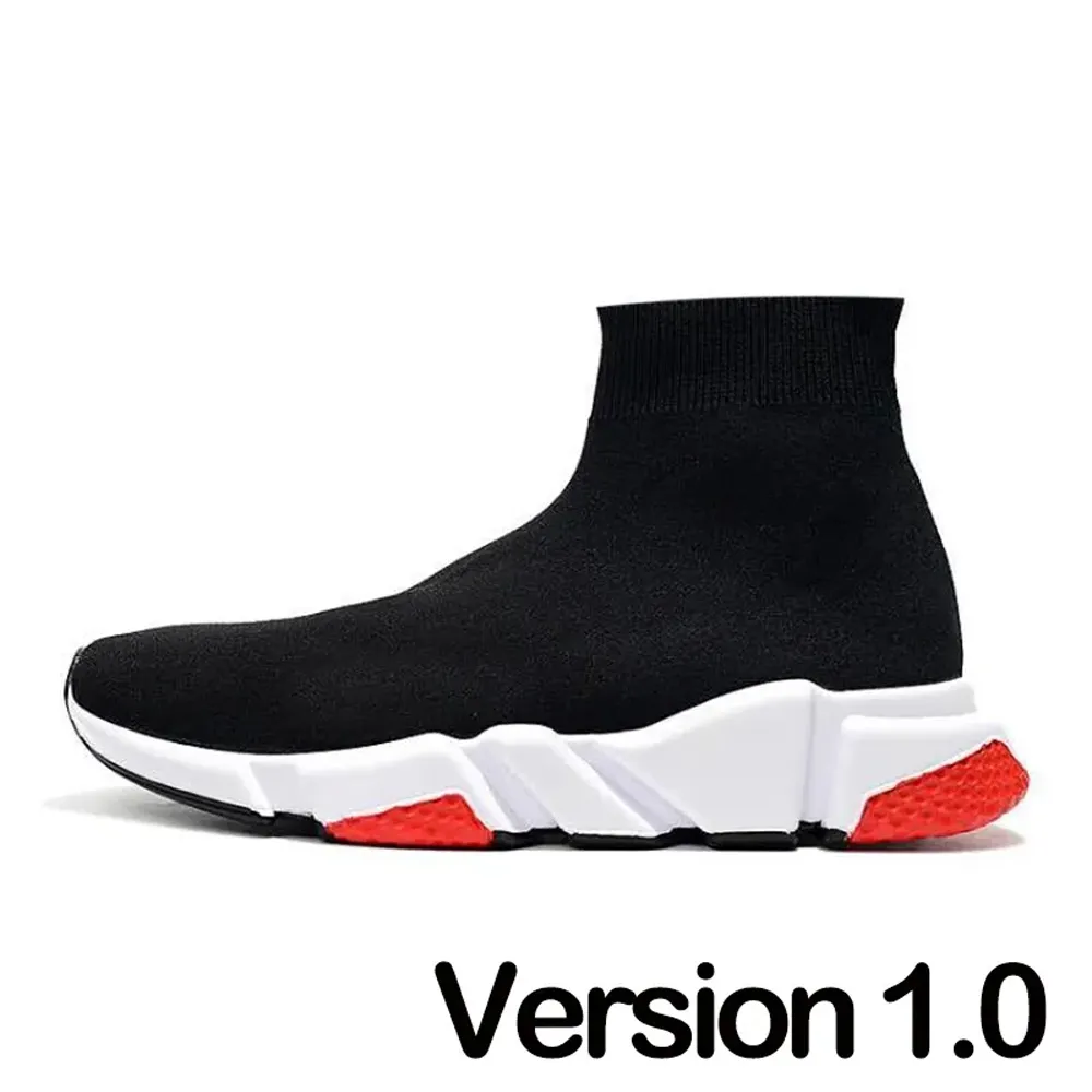 Designer sock shoes men women Graffiti White Black Red Beige Pink Clear Sole Lace-up Neon Yellow socks speed runner trainers flat platform sneakers casual 507744