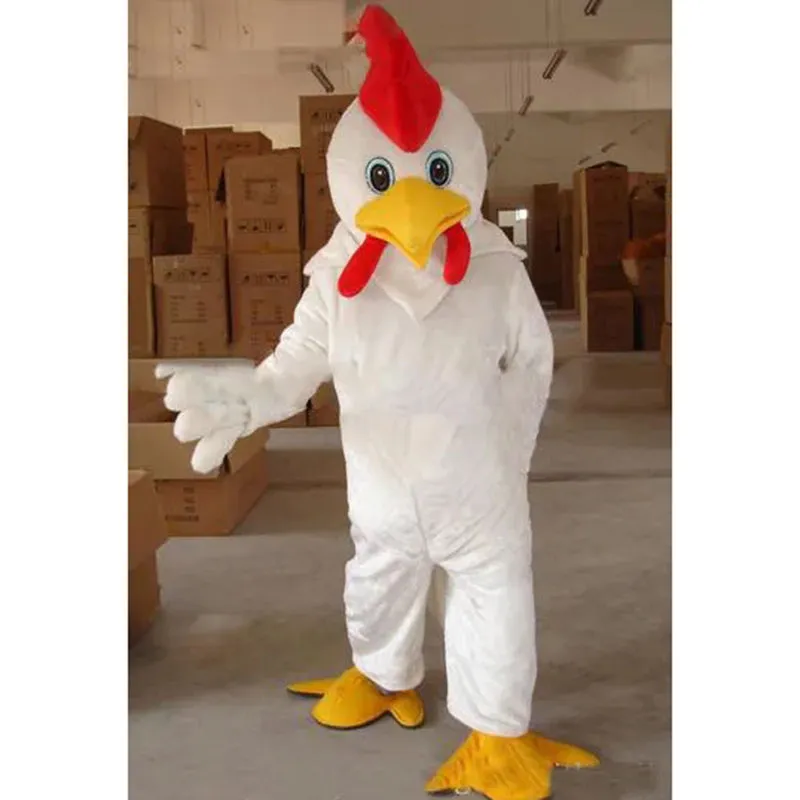 2024 Desempenho Mascote de frango branco Vestido de fantasia para homens para homens Halloween Outdoor Arthit Suit Mascot para ternos publicitários