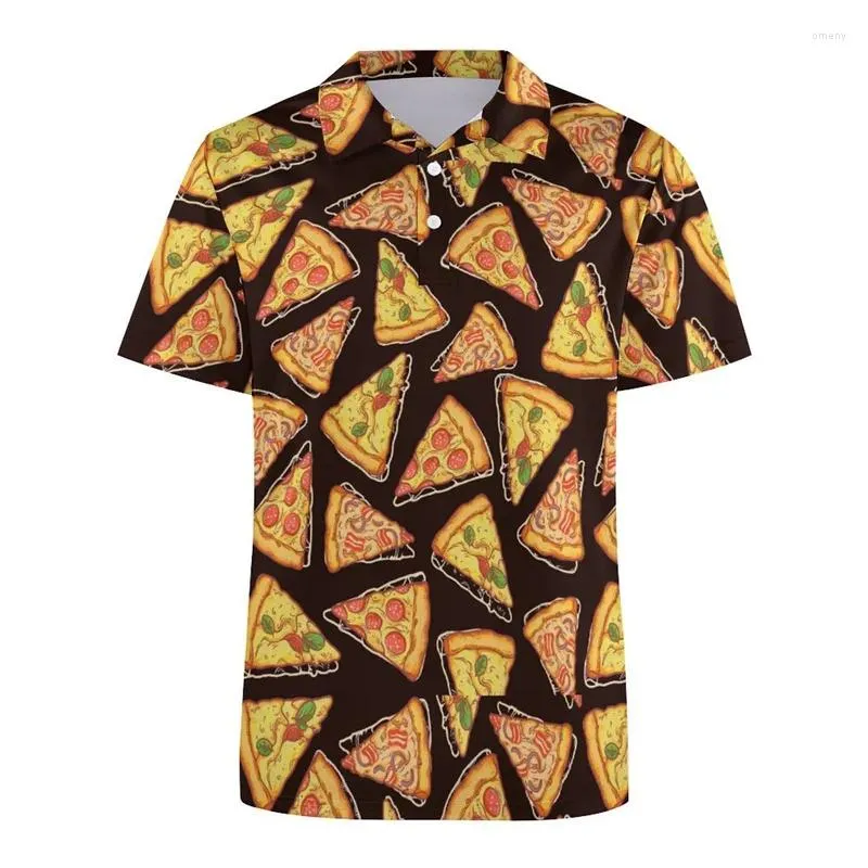 Polos da uomo Food Pizza Burger 3D Stampa 3D Polo per uomo Funny Cane Donut Graphics Short Short Cuggino Oversize Camicie