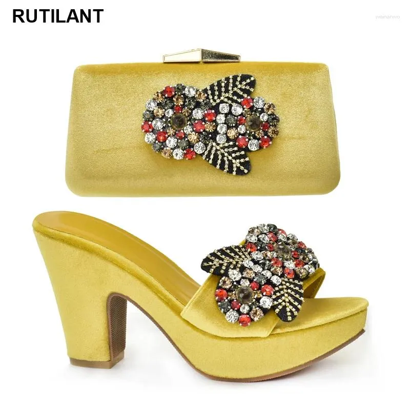 Dress Shoes Latest Rhinestone And Bag Set Womens Platform Heels Women Italian Bags Matching Wedding Bride