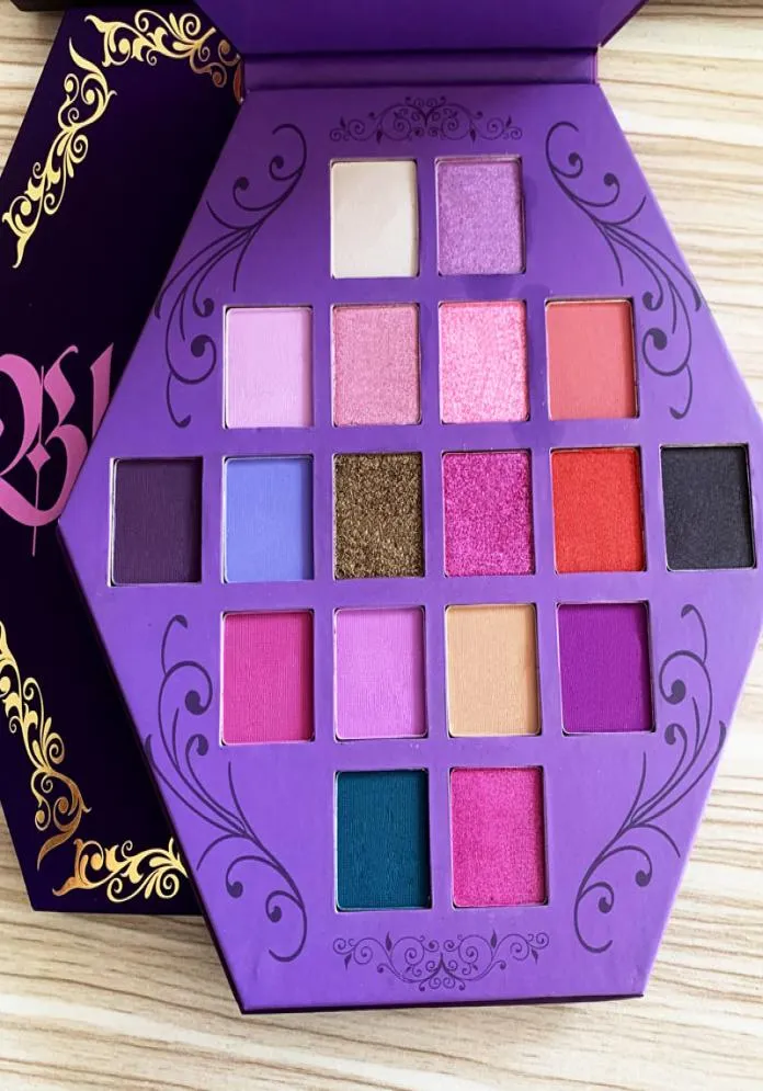 Vijfsterren Blood Lust Eye Shadow Palette Make -up 18 kleuren glinsterende en matte oogschaduwkunst oogschaduw puple palet cosmetisch dhl9091399