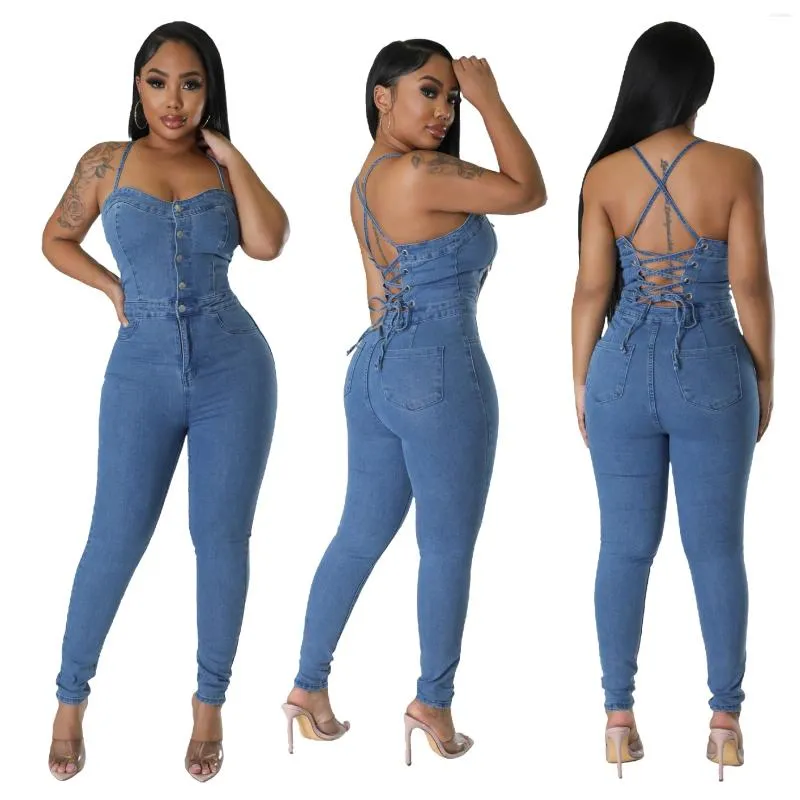 Jeans féminins Femmes Backless Denim lavage Salle