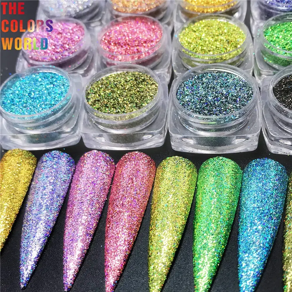 Glitter TCT336 Holograficzny rozpuszczalnik odporny na rozpuszczalnik 0,2 mm sześciokąt brokat do dekoracji paznokci tatuaży