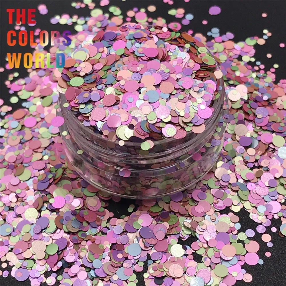 Glitter TCT266 Mix kleuren Round Dot Shape Nails Glitter Nagels Art Decoratie Body Glitter Tattoo Gel Make -up Filter Painting Festival DIY