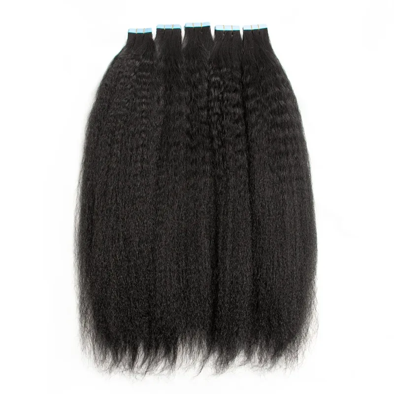 Tourne de bande raide pneque dans les extensions de la cuticule de cheveux humaine Rouge remy sur le ruban yaki de cheveux dans les extensions de cheveux 1426 "20pcs noirs naturels