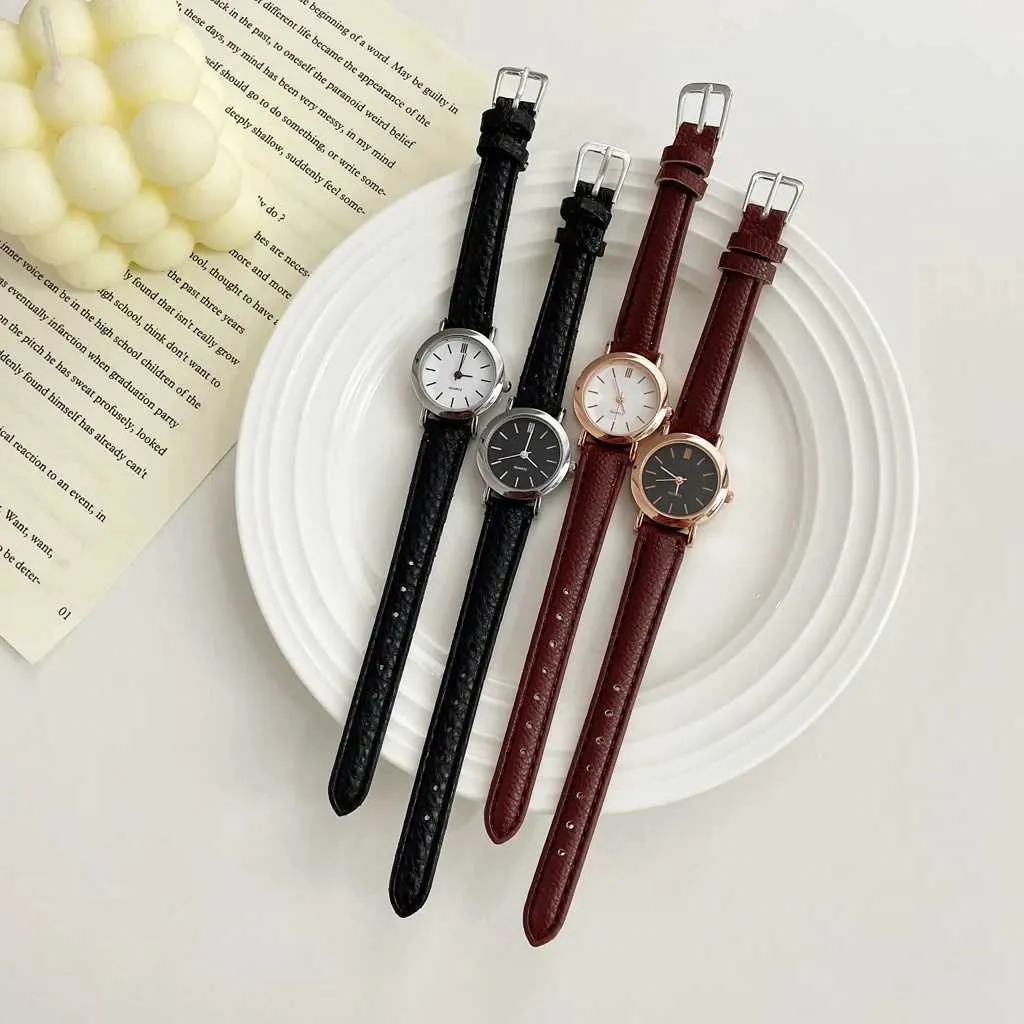 Polshorloges vintage dames kwarts horloges klassieke kleine ronde elegante jurk polshorloges lederen band eenvoudige vrouwelijke klok reloj mujer 240423