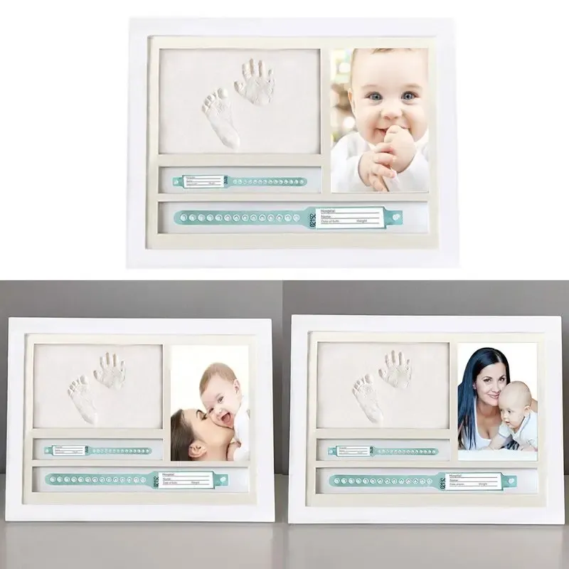 Frames pasgeboren baby -aandenken frame met baby handvoet afdrukfotoframe herdenkingsgroei souvenirs voor gezinsdecoratie