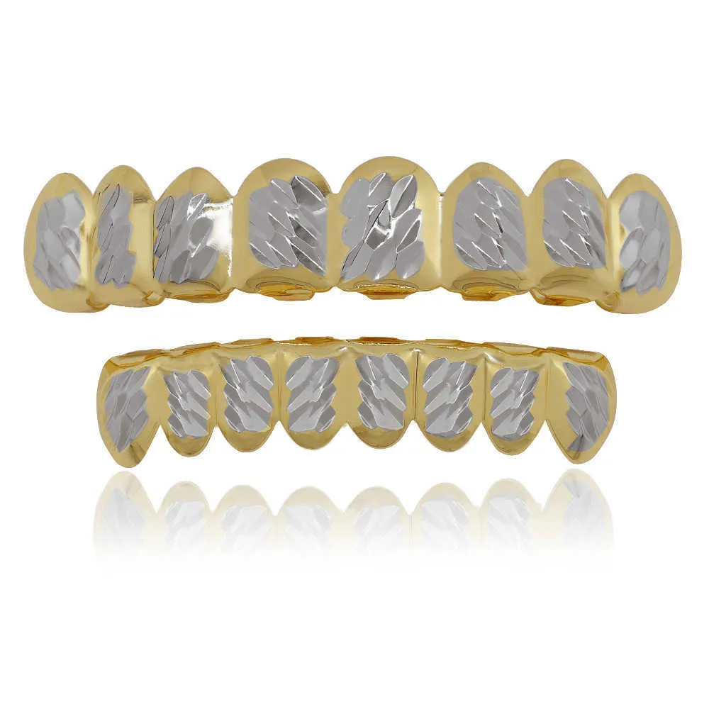 18k a doppio colore oro a doppio colore floreale 8 denti Oro Bretine hip-hop hip-hop Temu