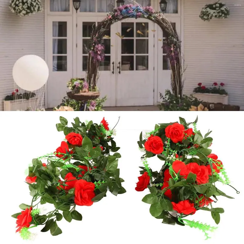 Dekorativa blommor 4st 220 cm Rose Cane Silk Flower Vine High Authenticity Artificial Plant Branches Garlands Home Decor Wall Backdrop Party