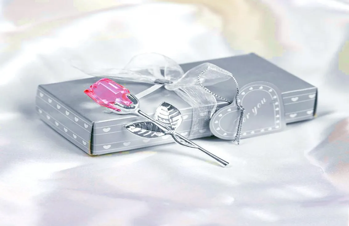 Romantiska bröllop Valentines Day Gifts Multicolor Crystal Rose gynnar färgglada Box Party Favors Creative Souvenir Ornament VTKY2186448718