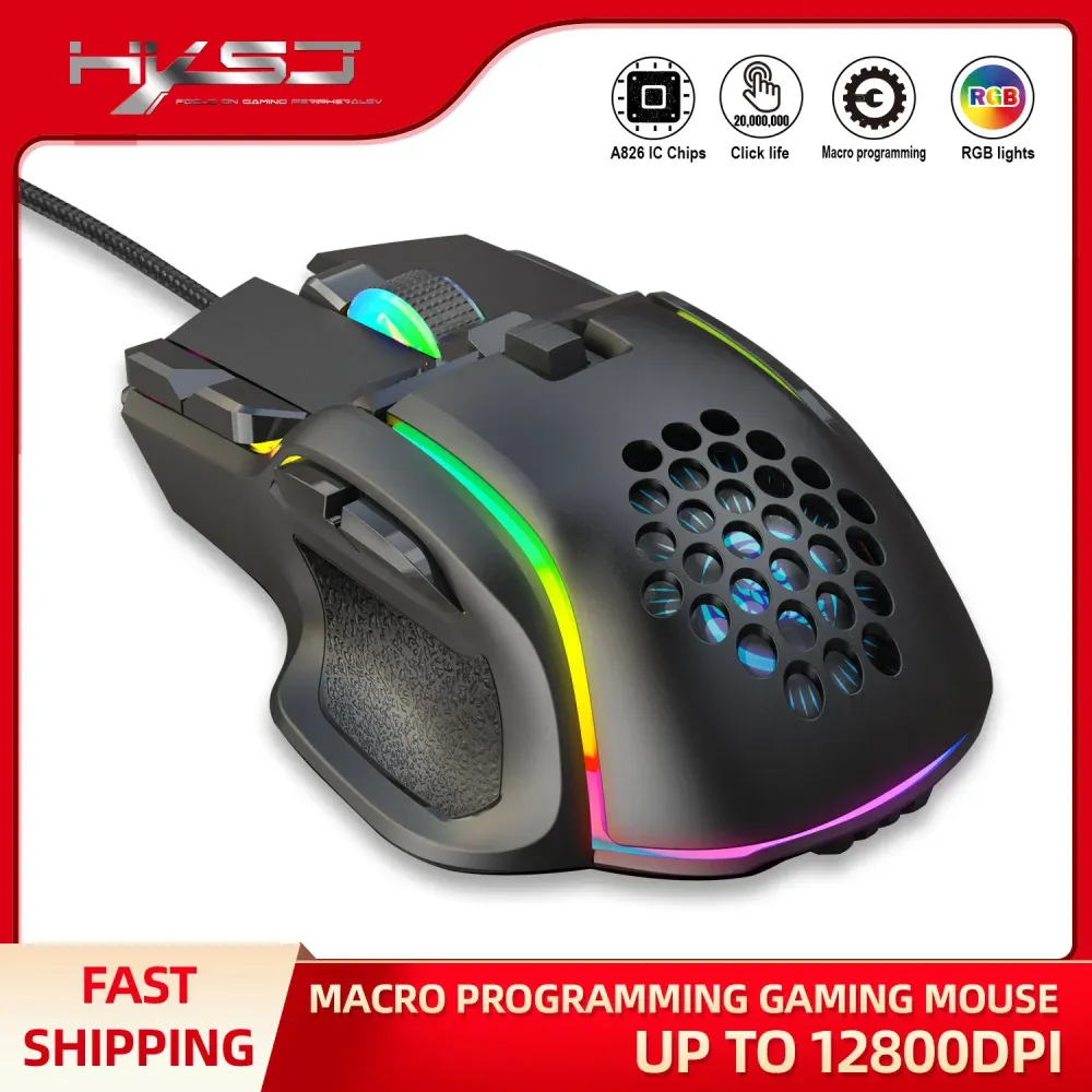 Mice Wired Gaming Mouse Rgb Backlight 6level Adjustable Dpi Max 12800 Dpi 10 Programming Button Game Mice for Laptop Office Pc Gamer