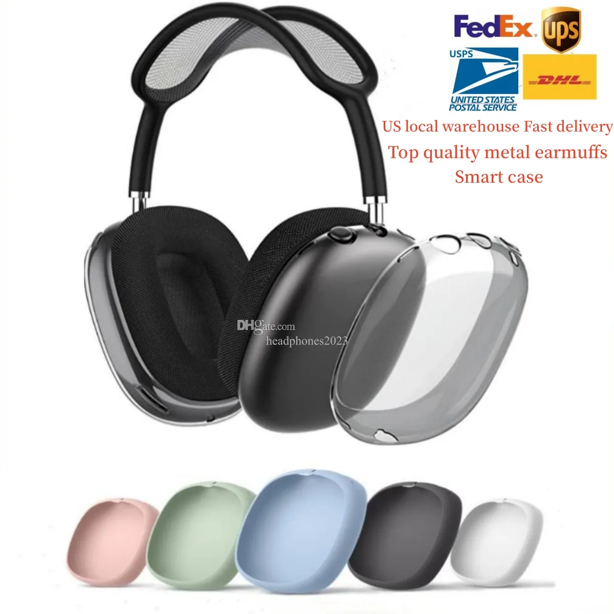 For Top AirPods Max Bluetooth Headphone Accessories airpod Head-Mounted airpodspro max Wireless Earphone Metal Silicone Anti-drop Protective Waterproof Case