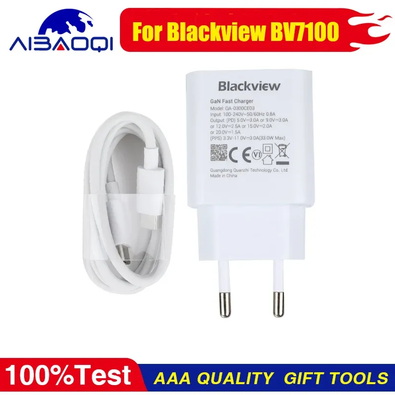Laddare 100% Original New BlackView BV7100 Charger Officiell snabb laddning Adapter + USB -kabeldataladdare
