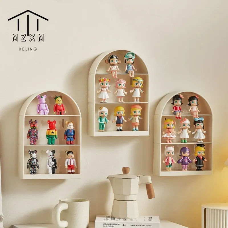 Bins Wallmontered Doll Blind Box Storage Box Plastic Creative Bubble Mart Handmade Showcase Action Figurer Lagring Display Stand Stand Stand Stand Stand