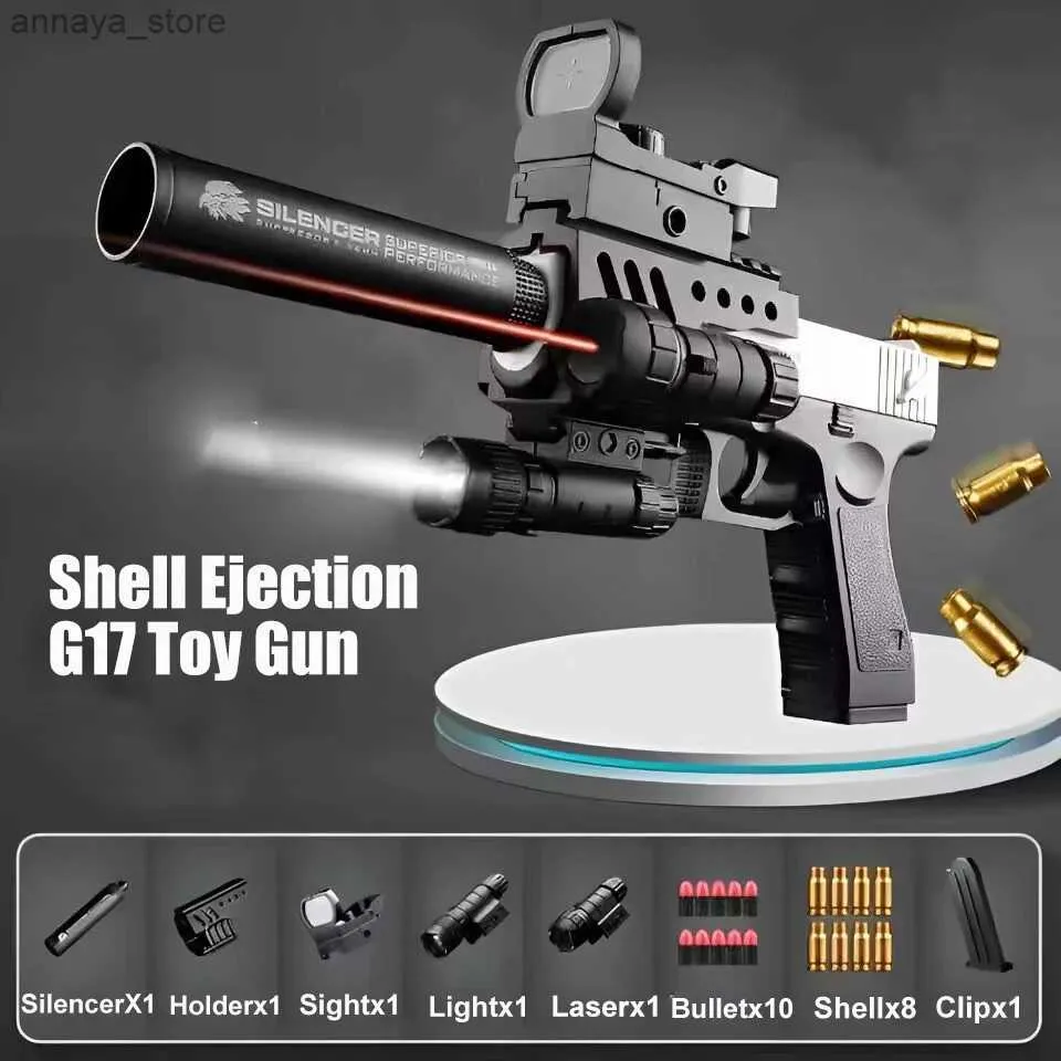 Gun Oyuncaklar Çöl Eagle G17 Yumuşak Mermi Oyuncak Gun Kabuğu Ejeksiyon Airsoft Tabanca Köpük Başlatıcı CS Çekim Oyunları Çocuklar İçin Silahlar Hediye2404