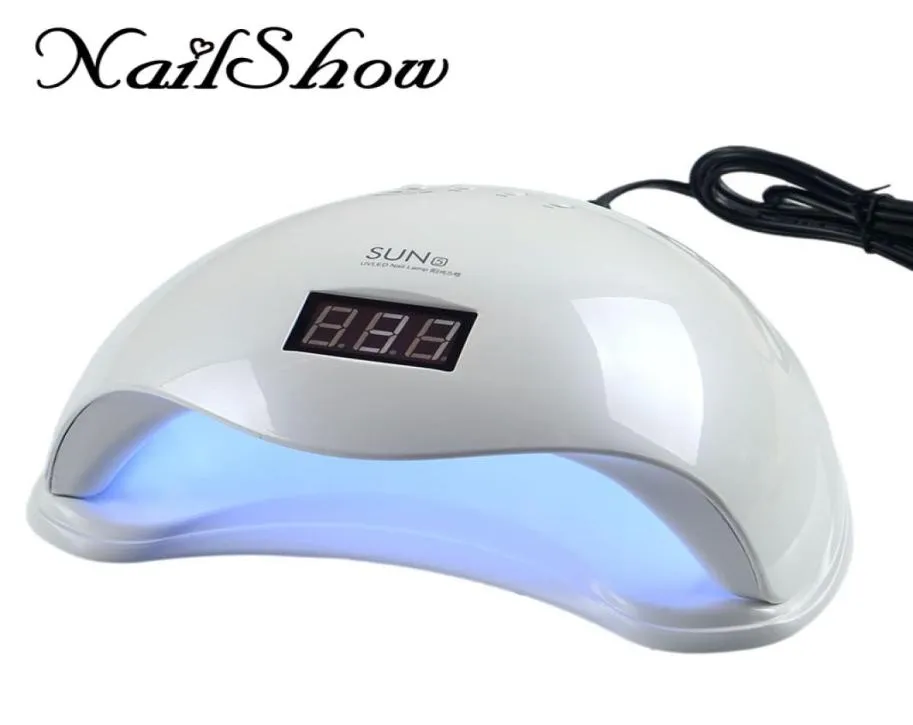 Whole Nailshow 48W UV LEDネイルドライヤーランプ付きLCDタイマーボトムメイクアップSun5ネイルドライヤーポーランドマシンネイルアートT4233088