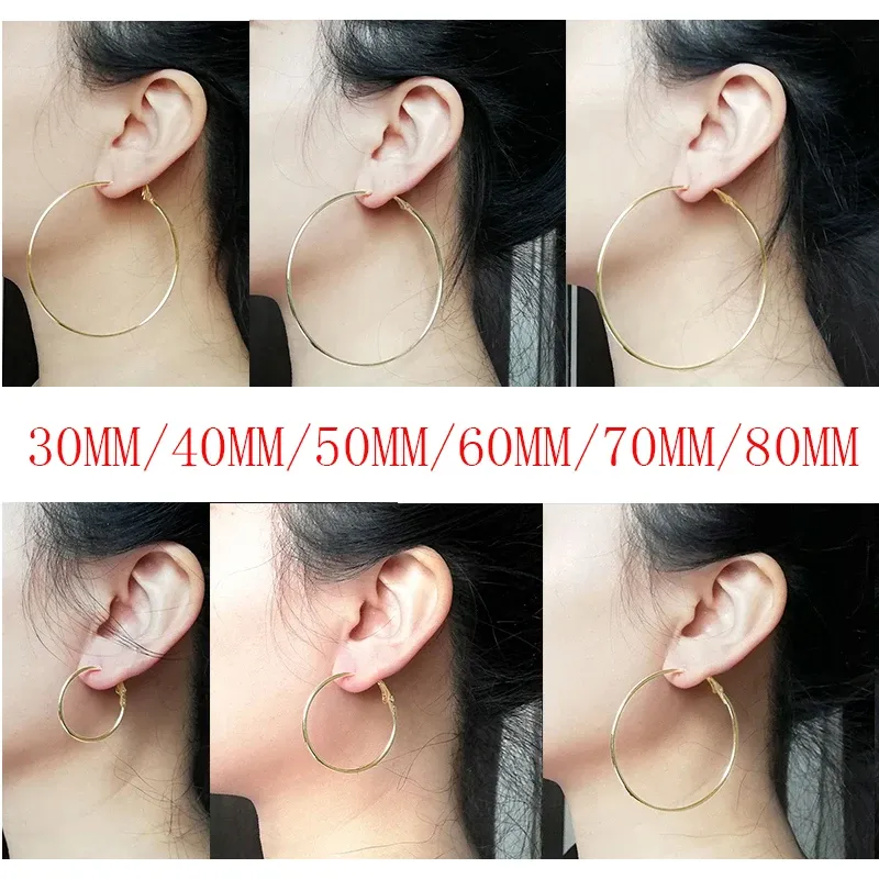 Earrings Stainless Steel Super Large 30mm/40mm/50mm/60mm/70mm/80mm Creole Big Circle Statement Chandelier Earrings Rings Hoops