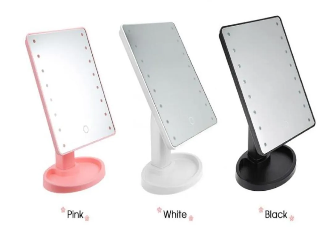 New 360 Degree Rotation Touch Screen Makeup Mirror With 16 22 Led Lights Professional Vanity Mirror Table Desktop Make 3083641