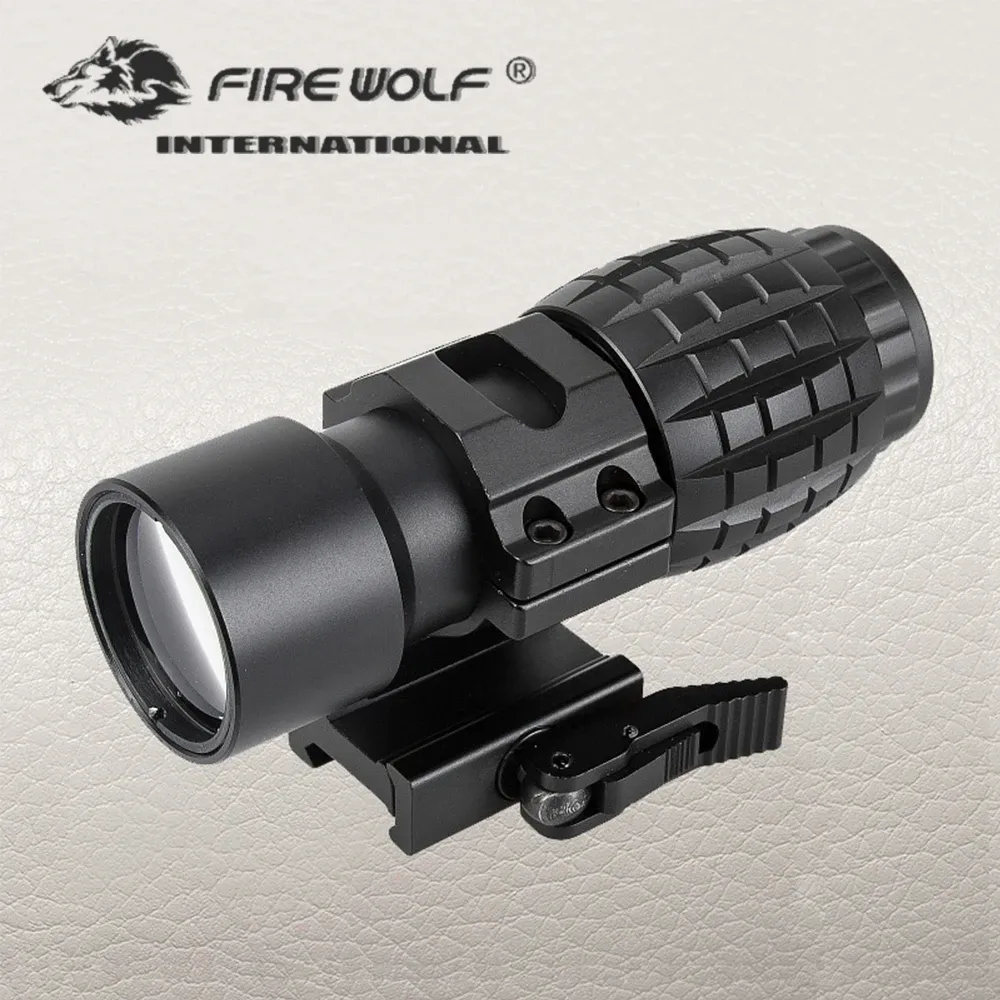 Optics Fire Wolf Tactical Red Dot Sight Optical 3x Magnifier si adatta alla vista a punta rossa con capovolgimento a lato della caccia al monte picatinny weaver