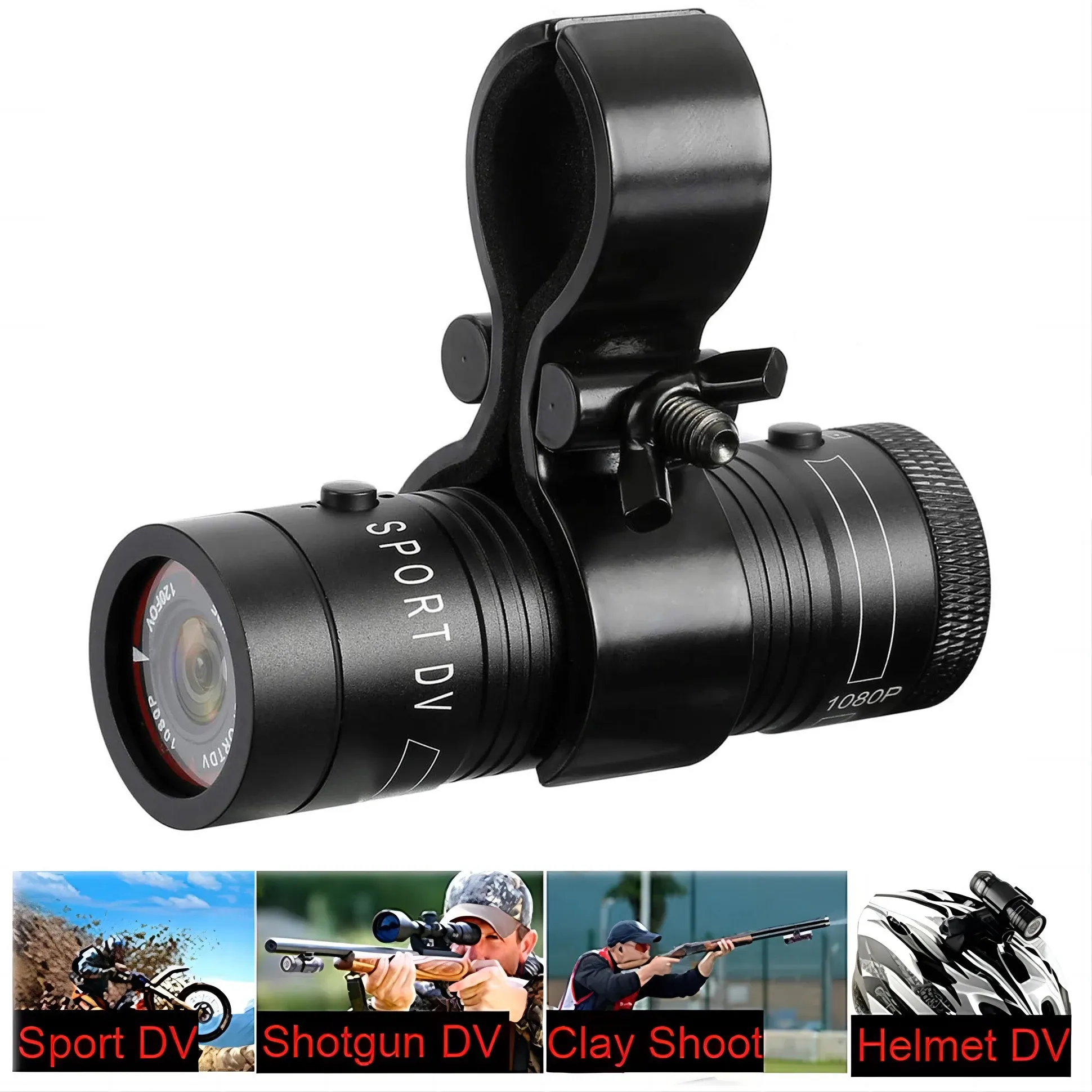 Cameras 1080P Shotgun Camera Outdoor Waterproof Bike Motorcycle Helmet Camera Sports DV Video Recorder Action Cam with Gun Mount