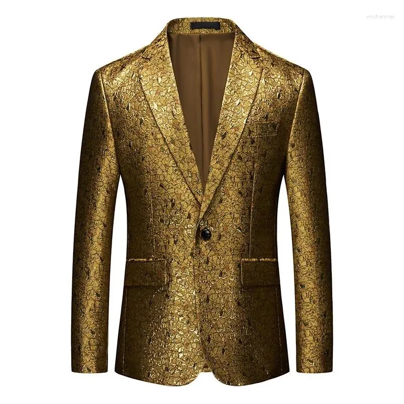 Costumes pour hommes Gold High Quality Business Cost Blazers Blazers Ball Bridegroom's Banquet Dress Men Blazer Taille M-6XL