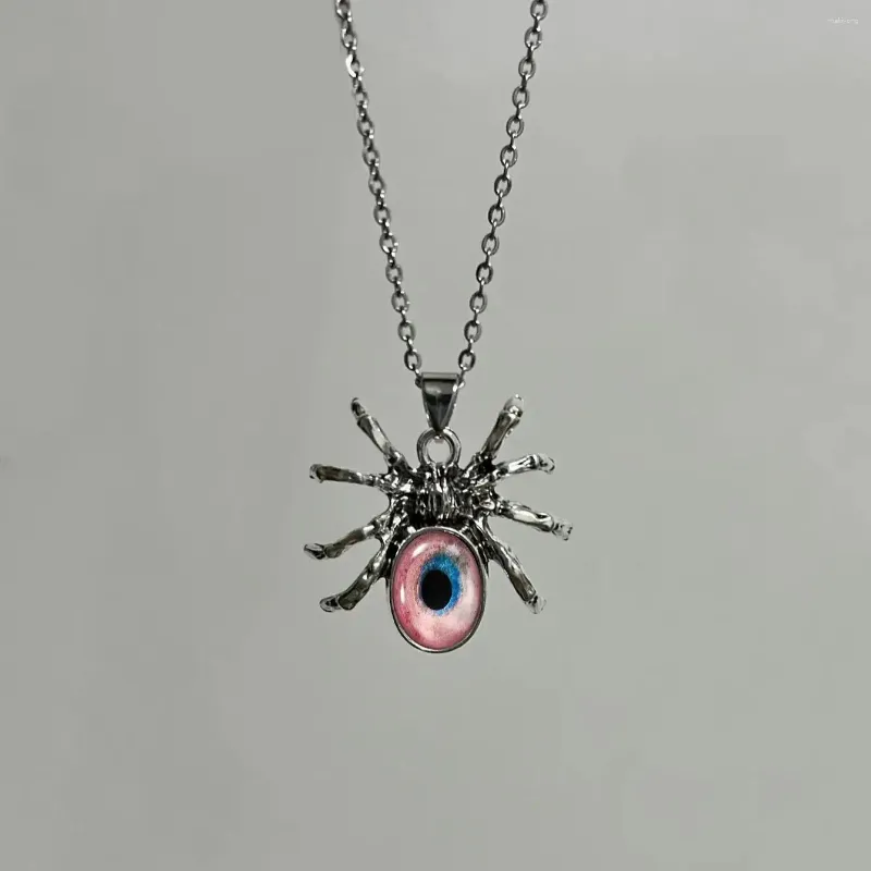 Naszyjniki wiszące gotycki wampir pająk Naszyjnik Kobiety Man Pagan Alternative Jewelry Akcesoria Horror Bloodstained Eyes Choker