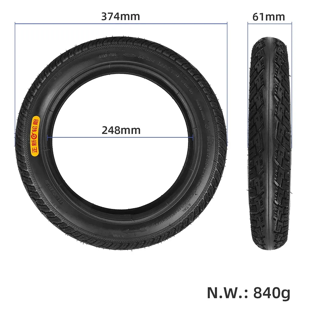 Accessories 14 Inch 14x2.50 Inner Tube & Outer Tyre Electric Bicycle Electric Vehicle Tyre Rubber Ebike Tire Electric Bike Accessories Part