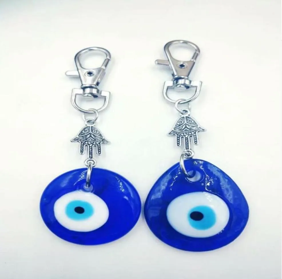 Hamsa Hand Antique Silver Keychain Simboli ebraici Kabbalahglass Evil Eye for Keys Bag Stam Charm Handbag Coppia Coppia Chai5183839