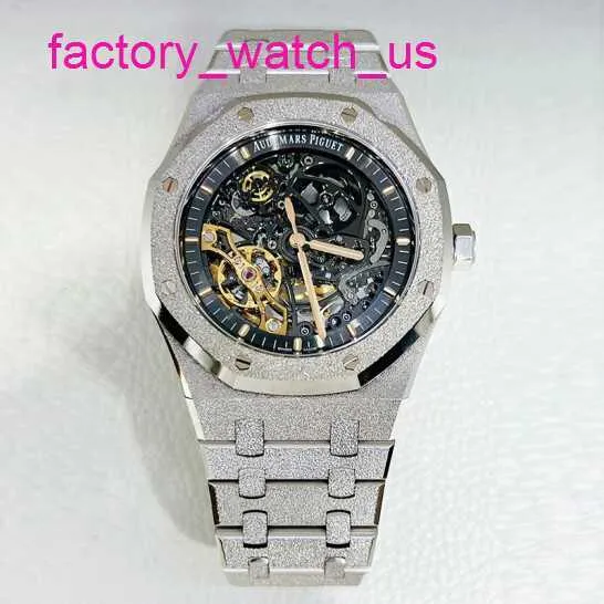 AP Wrist Watch Watch Real Royal Oak Series 15407bc Platinum Frost Gold Hollow Out Watch Leisure Business Sports Double Pendulum Watch Mechanical Watch