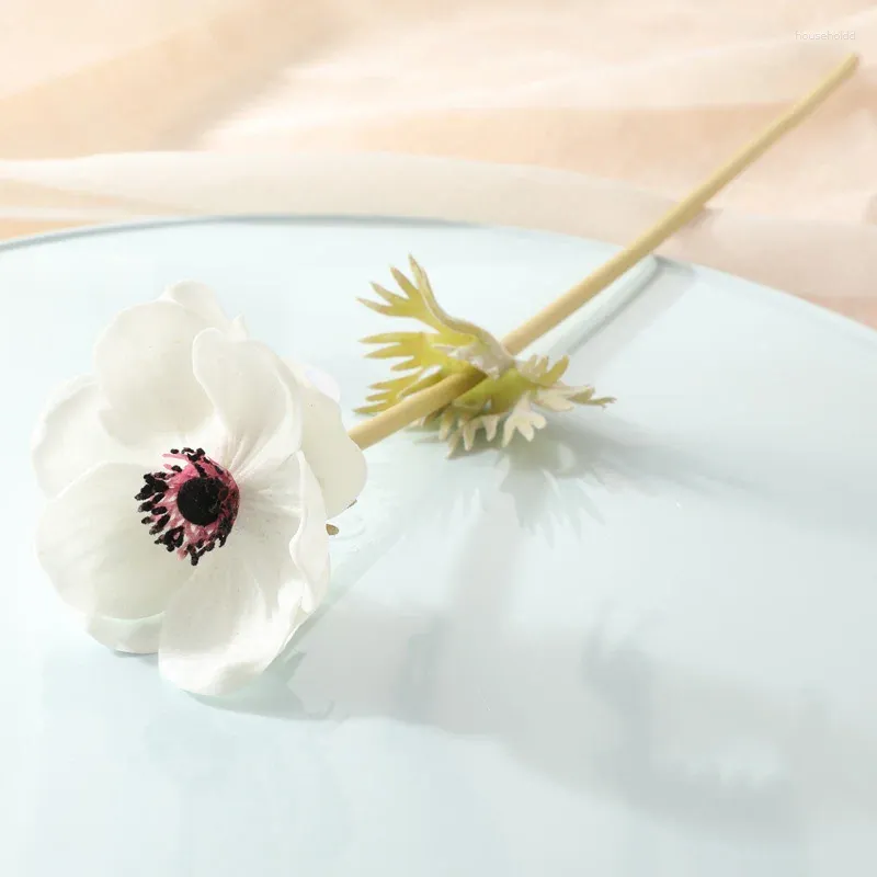 Dekorativa blommor simulering pu anemone gräs korn rose verklig beröring konstgjord bröllop dekoration blommor arrangemang hem falskt
