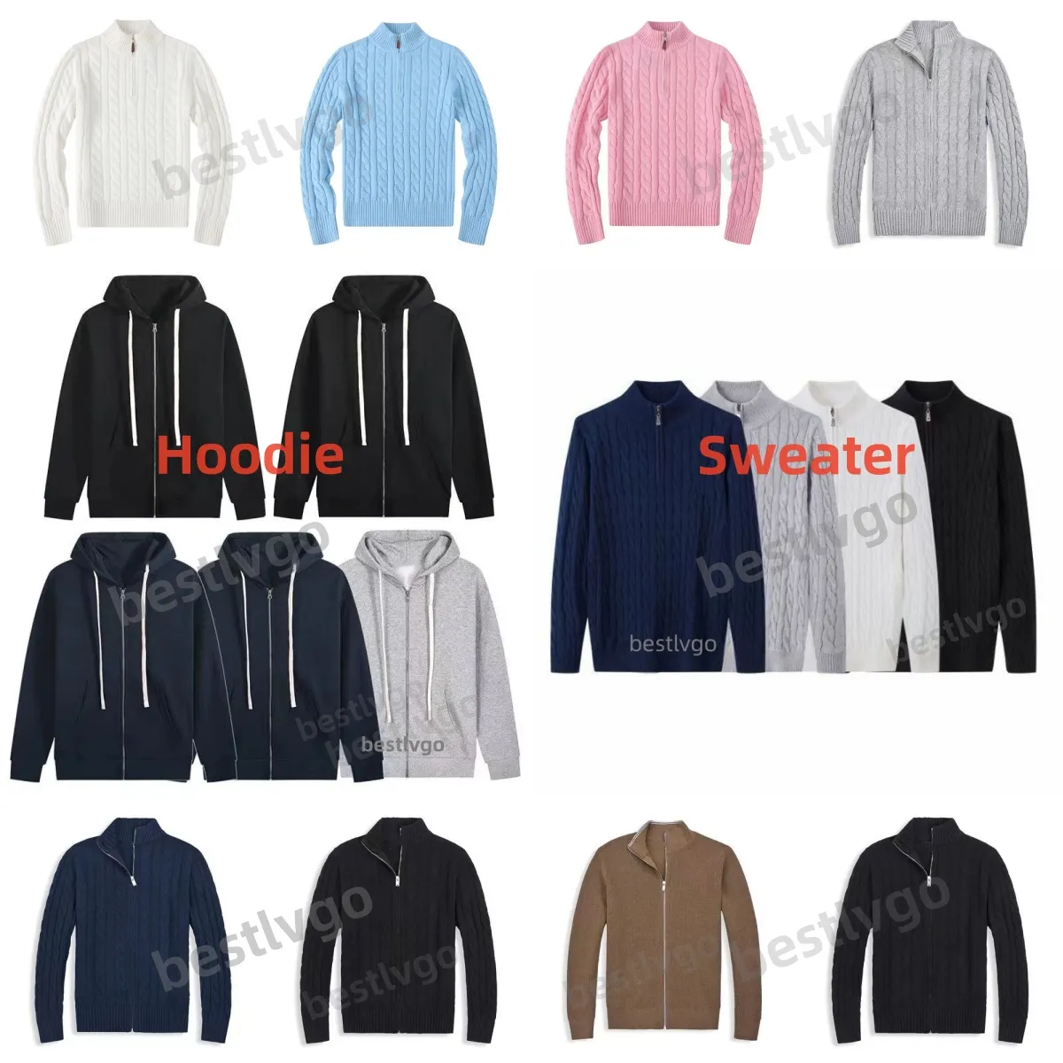 Designer mens hoodies tröja fleece halva zip stickade pullover huvtröjor tröjor svärare smala stickade jumper samll häst bomull byxa