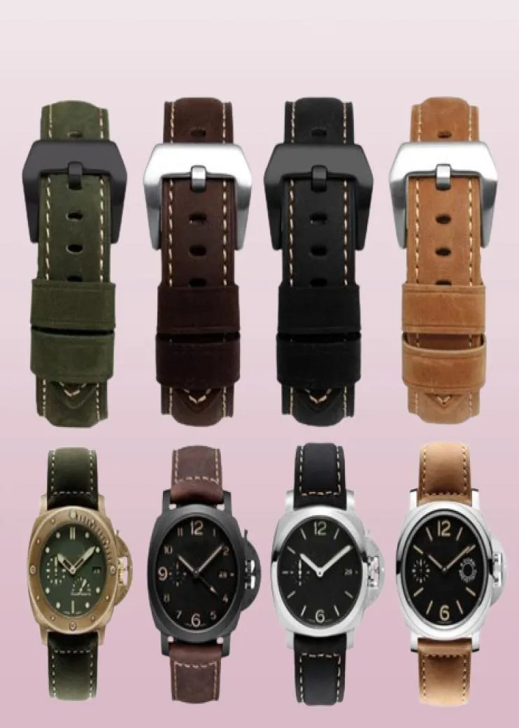 Banda de relógio de 24 mm de 26 mm para panerai pam luminor calfskin Retro Acessórios de couro fosco de fosco