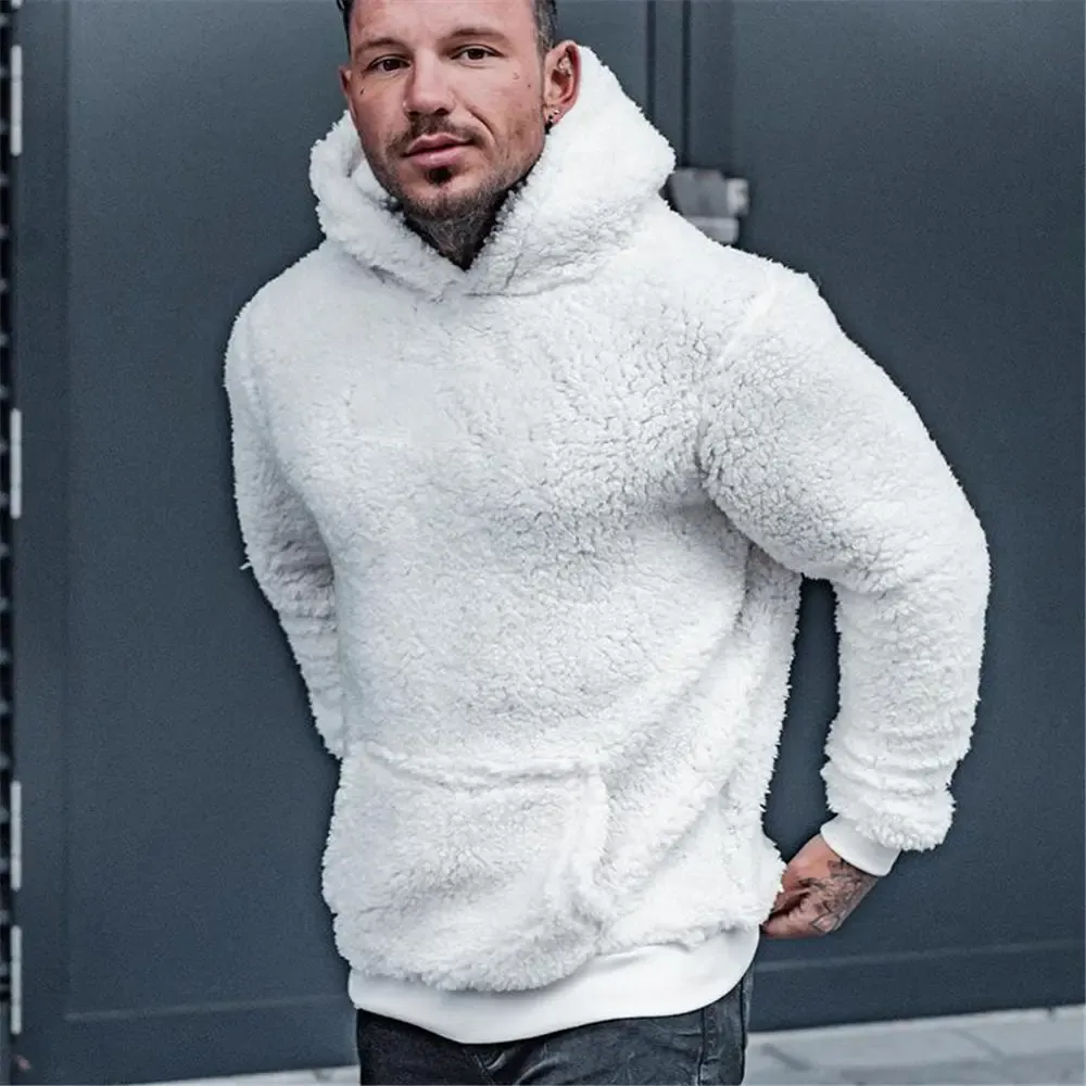 Sweatshirts winter fleece teddy trui pluizige haped jumper plus maat 3xl warme streetwear usex losse pullover sherpa hoodies