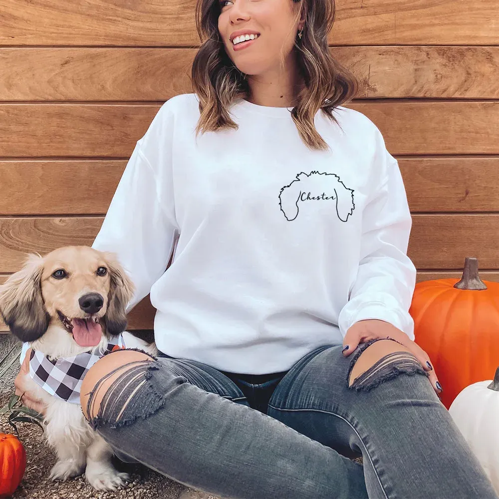 Polos Custom Dog Ears Sweatshirt Dog Mom Hoodie Dog Loving Gift Idea the Personalized Dog Name Sweatshirts New Dog Owner Sweater