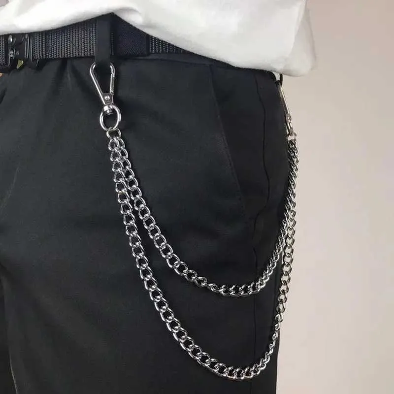 Riemen metaal punk rock gelaagde ketting sleutelhangers voor mannen dames taille sleutel ketting portemonnee jeans hiphop broek riem ketens sieraden accessoires 240423