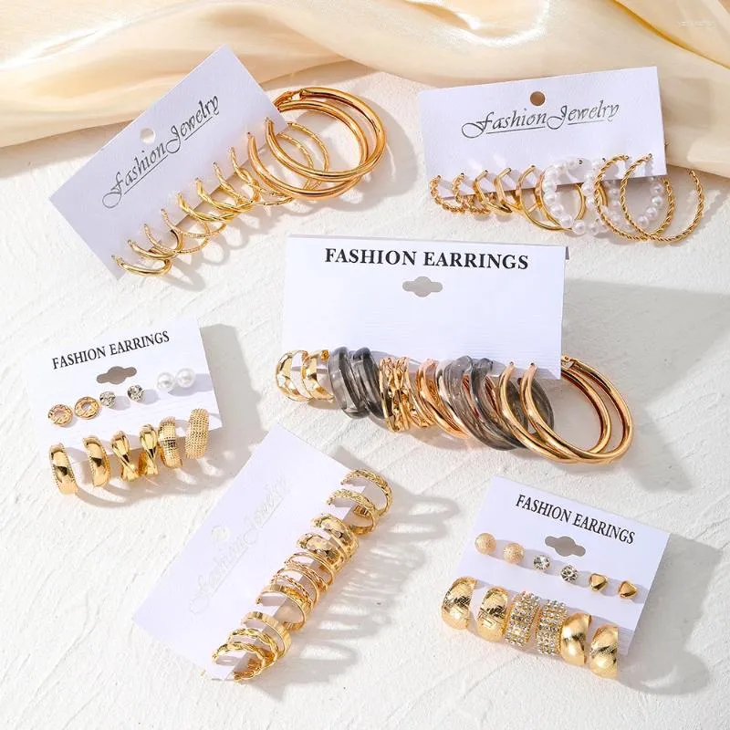 Boucles d'oreilles en peluche daxi bohemian gold couleur métal boucle d'oreille ensemble pour les femmes filles acryliques résine cerceau brincos bijoux de fête