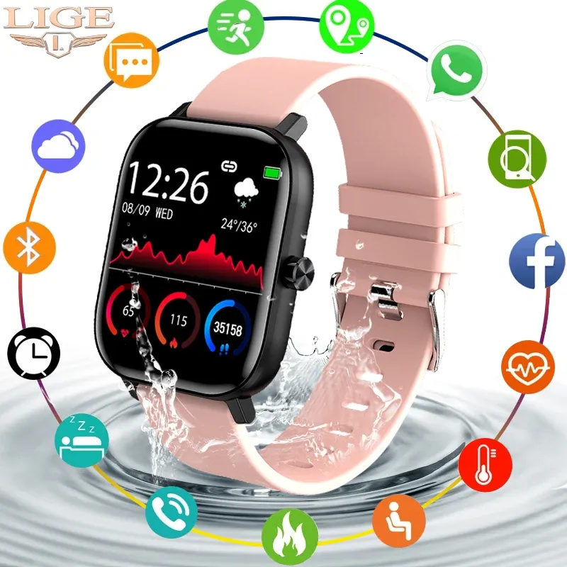 Watches Smart Watch Women Band Watches Bluetooth Çağrı Su geçirmez Gerçek Zamanlı Tahmin Etkinliği Kalp Hızı Track Smartwatch Erkekler Xiaomi için